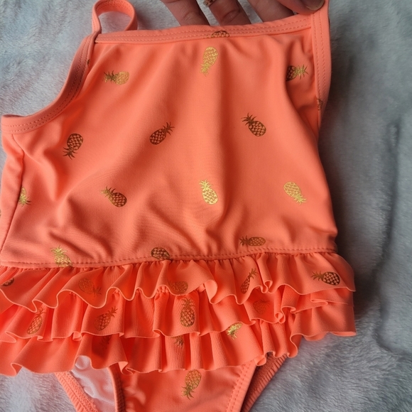 The children's place pineapple one piece ruffle baby swim suit 9-12 months - Picture 3 of 6